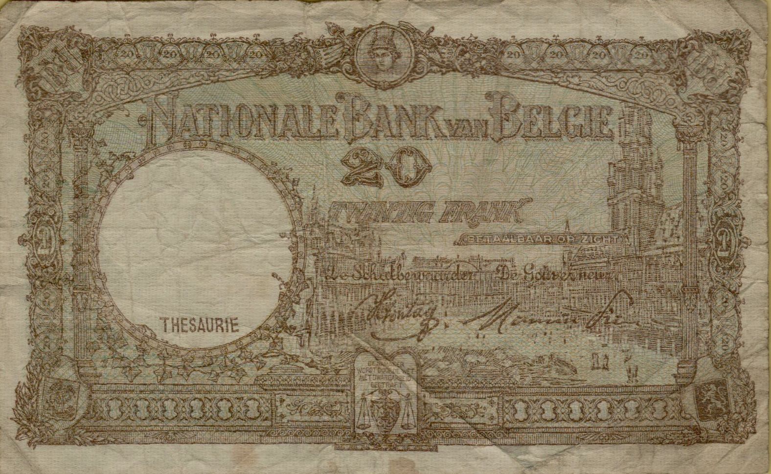 Belgium 20 1944 VF- P-111/4